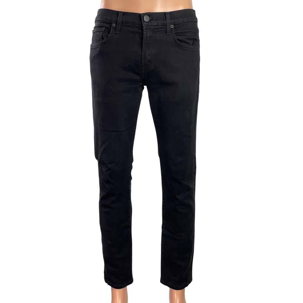 J Brand Indigo Will Bleed Black Mid Rise Skinny Leg Denim Jeans Pants Size 32